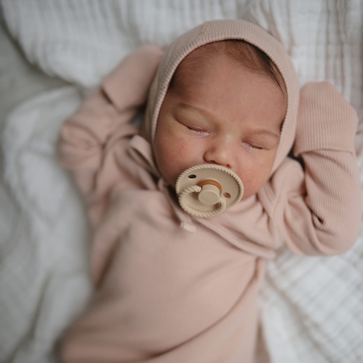 Frigg Rope Silkysoft Silicone Baby Pacifier | Made In Denmark | Bpa-Free (Sage/Croissant, 6-18 Months)