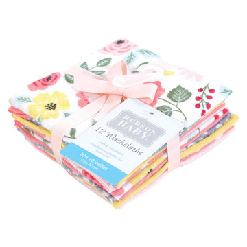 Hudson Baby Unisex Baby Flannel Cotton Washcloths, Modern Botanical 12 Pack, One Size