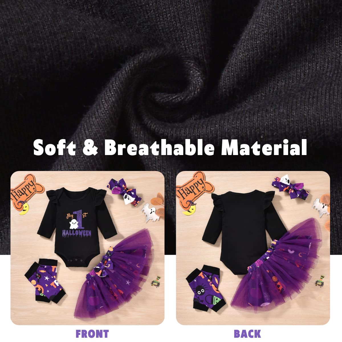 Aalizzwell Preemie Girls Halloween Outfit Premature Baby 1St Halloween My Tulle Skirt Ghost Clothes With Leg Warmers Clothing Pu