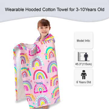 Voova & Movas Hooded Towels For Kids 3-10Years, 30''X50, Soft | Thick | 100% Cotton | Absorbent Towel Wrap For Girls, Perfect Fo