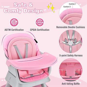 HONEY JOY 8 in 1 Baby High Chair, Convertible Highchair for Babies and Toddlers/Table and Chair Set/Building Block Table/Booster
