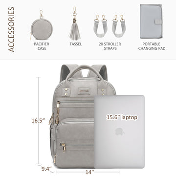 Rosegin Vegan Leather Diaper Bag Backpack For Boy Girl With Changing Pad And Pacifier Case, Waterproof, Travel Baby Bag Backpack