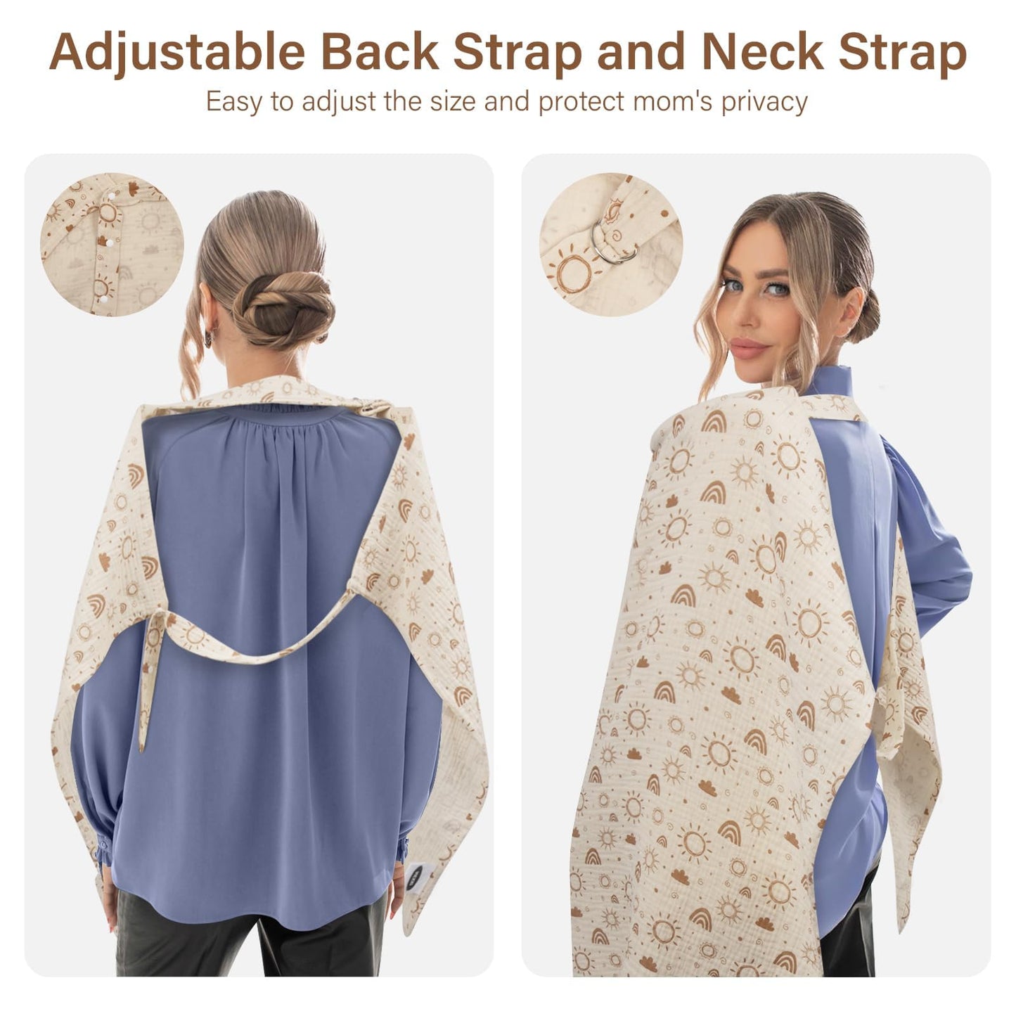 Mexxi Muslin Nursing Covers For Breastfeeding, Breastfeeding Cover With Arch Neckline,100% Cotton Breathable And Lightweight Pri