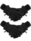 Boao 2 Pairs Kids Winter Ski Gloves Waterproof Warm Snow Mittens Full Finger Gloves for Toddlers Infants (Black,3-6 Years)