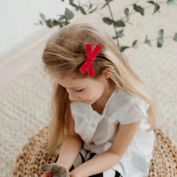 Cute 3.2' Red Assorted Velvet Bow Hair Clips For Baby Girls, Toddlers, Kids, And Teens - 2 Pack