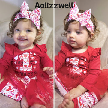Aalizzwell 3-6 Months Baby Girls Valentines Day Outfit Infant 1St Valentines My Tulle Skirt Heart Clothes With Leg Warmers Cloth
