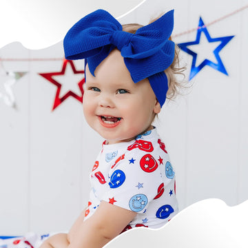 Yanjie Baby Headbands Red Hair Bow Blue Headband Baby Bow Newborn For Girls Nylon Headband Infant Baby Girl Big Bows Baby 0-6 Mo