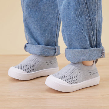 Baby Walking Shoes First Boy Girl Walker Infant Sock Tennis Mesh Sneakers Breathable 6 9 12 18 24 Months Grey Size 6-12 Months I