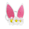 Baby Girls Headband Bunny Rabbit Ears With Satin Flowers For Easter Day Gift Jhe02 (Flower-White)