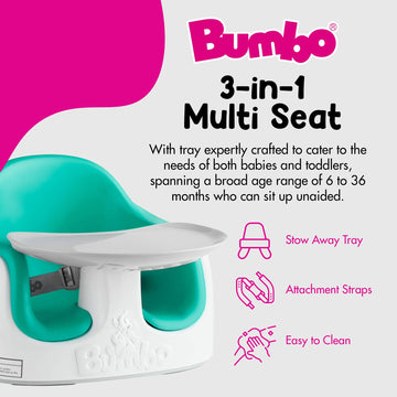 Bumbo Multi Seat 3-In-1 Baby & Toddler Convertible Non-Slip Floor, High Chair, And Booster Seat Combo W/Removable Tray And Buckl
