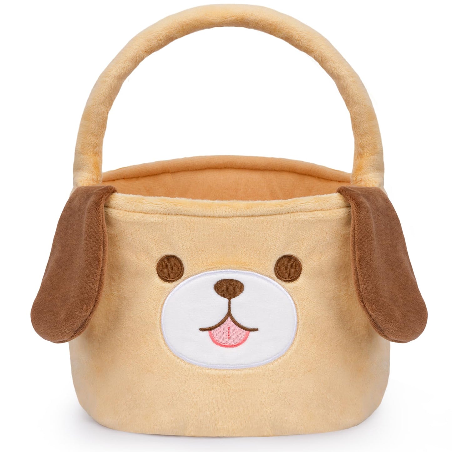JIZWPOOM Easter Baskets for Kids,Labrador Easter Basket with Handle,Soft Easter Basket,Cute Easter Egg Hunt Party Favor,Easter G