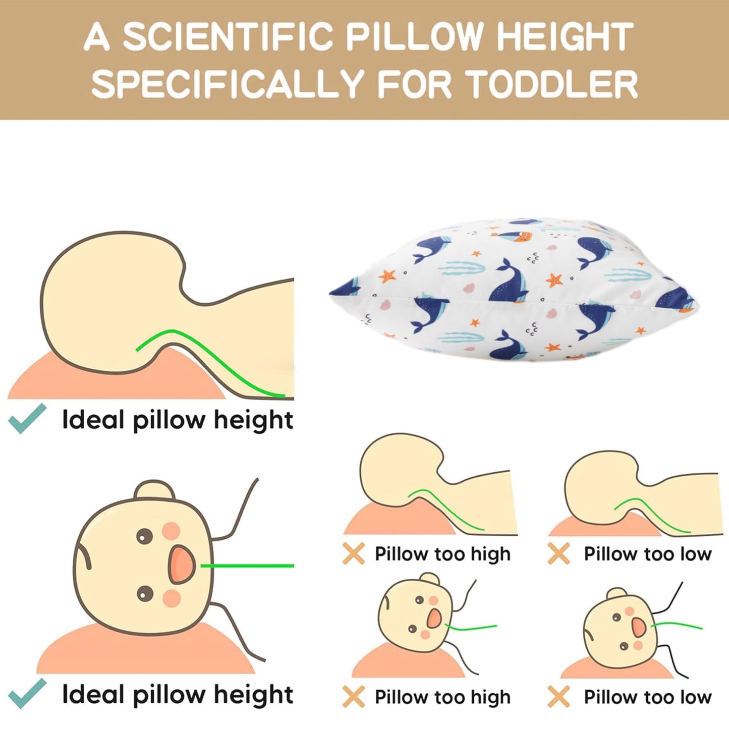 Bunnikins & Clover Toddler Pillows With Pillowcase, 13 'X18 ' Soft Cotton Kid Pillows For Sleeping, Bedding Small Pillow For B