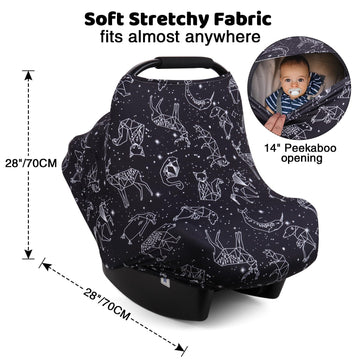 Rquite Baby Car Seat Cover, Carseat Cover Girls Boy, Stretchy Infant Car Seat Cover, Breathable Baby Carrier Cover, Soft Car Sea