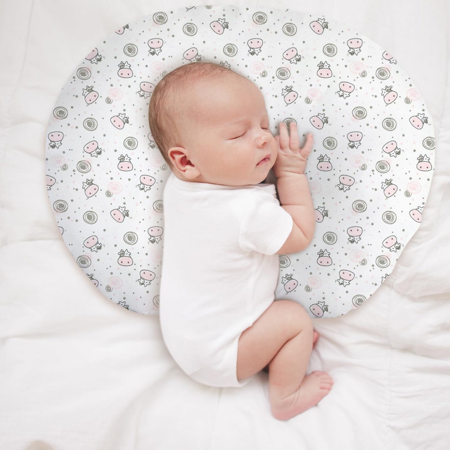 Little Grape Land Nursing Pillow Cover For Baby Girl, 2 Pack Soft Removable Breast Feeding Pillow Cover, 100% Cotton Nursing Pil