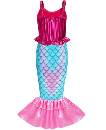 Funna Girls Mermaid Costume Princess Dress Up With Accessories Pink, 7-8 Years