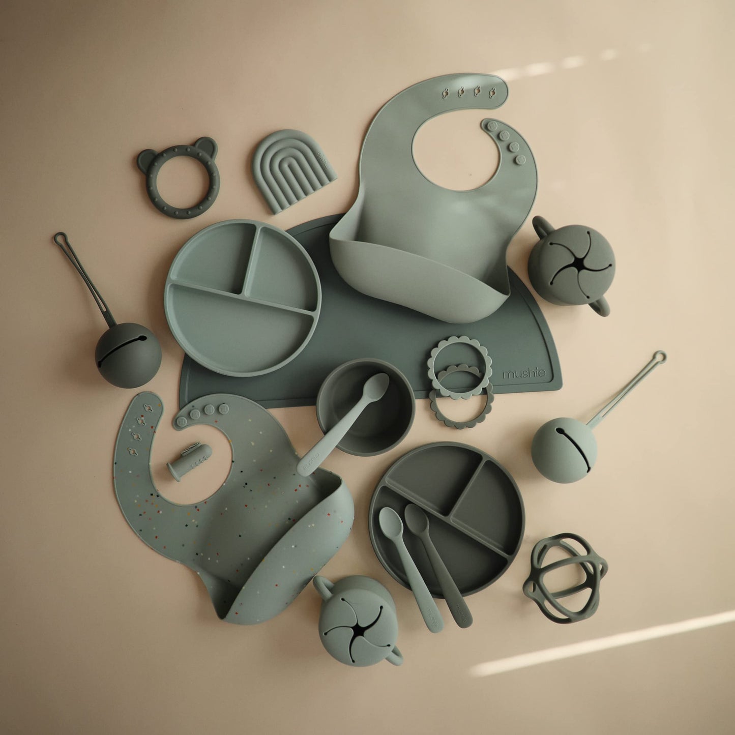 Mushie Silicone Placemat For Kids | Bpa-Free Non-Slip Design (Dried Thyme)