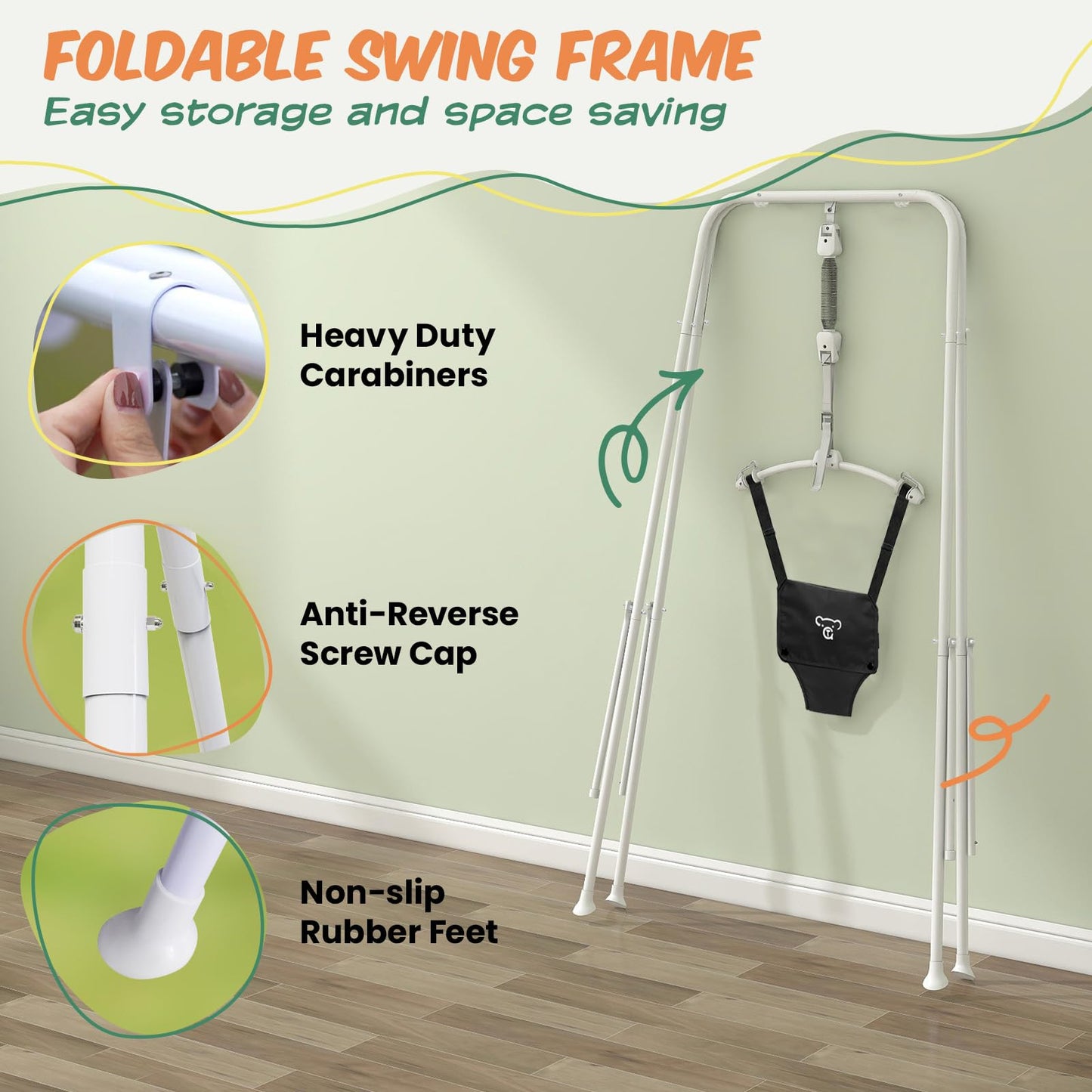 2 In 1 Baby Jumper & Swing, Baby Jumper For Indoor And Outdoor Use, Baby Swing With Foldable Stand, Stable Toddler Swing Set