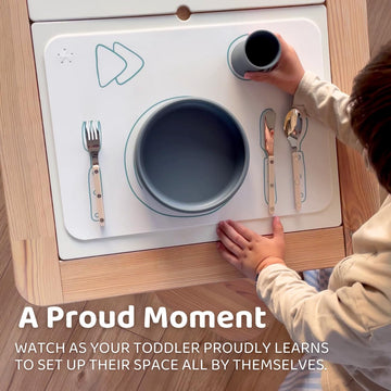 Aplainr Montessori Placemat For Kids, Silicone Mats For Toddlers, Table Setting Placemats For Children, Non Slip, 16 X 12 Inch,