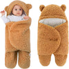 Tomorrow Baby Swaddle Blanket Bear Plush Receiving Blankets Soft Swaddles 03 Months for Infants Girls and Boys 2.0 TOG (Camel)