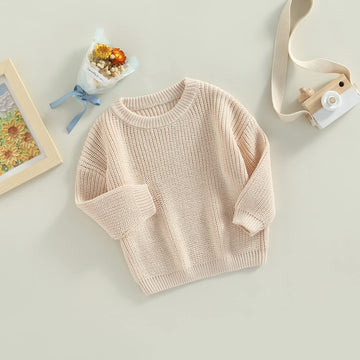 Afunbaby Baby Girl Boy Knit Sweater Blouse Pullover Sweatshirt Warm Crewneck Long Sleeve Tops For Infant Toddler (4-5T,Cream)