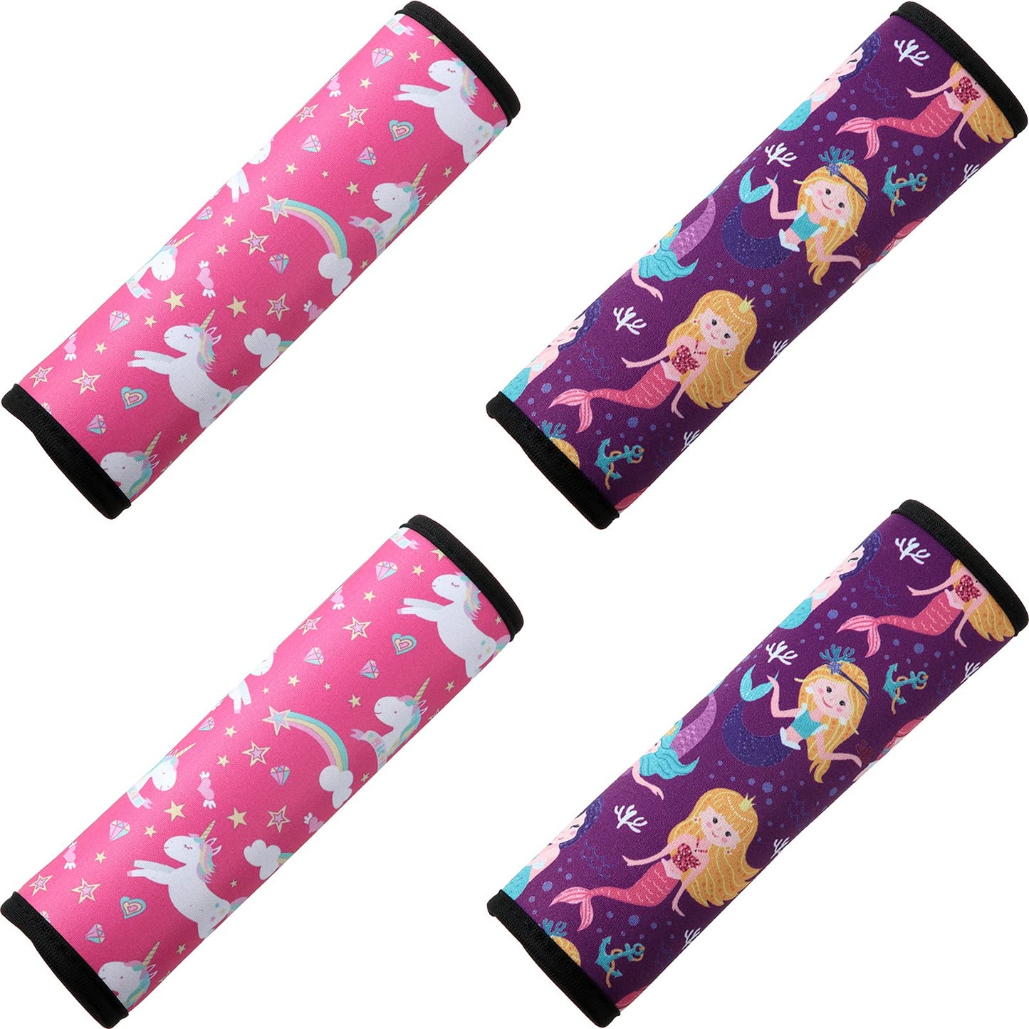 4 Pieces Kids Car Seat Belt Cover Safety Car Seat Belt Pad Cushion Shoulder Protector for Baby Boys Girls Children, Mermaid and
