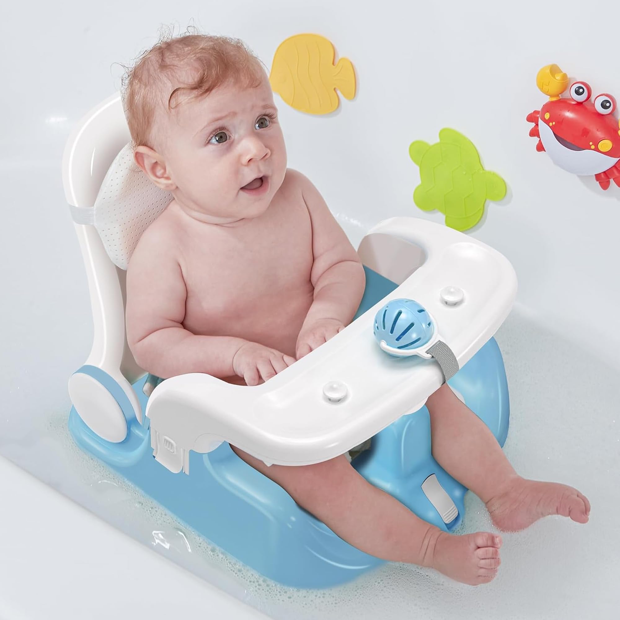Babybond Baby Bath Seat With Sitting & Lying 2 Modes, 3-Speed Adjustme