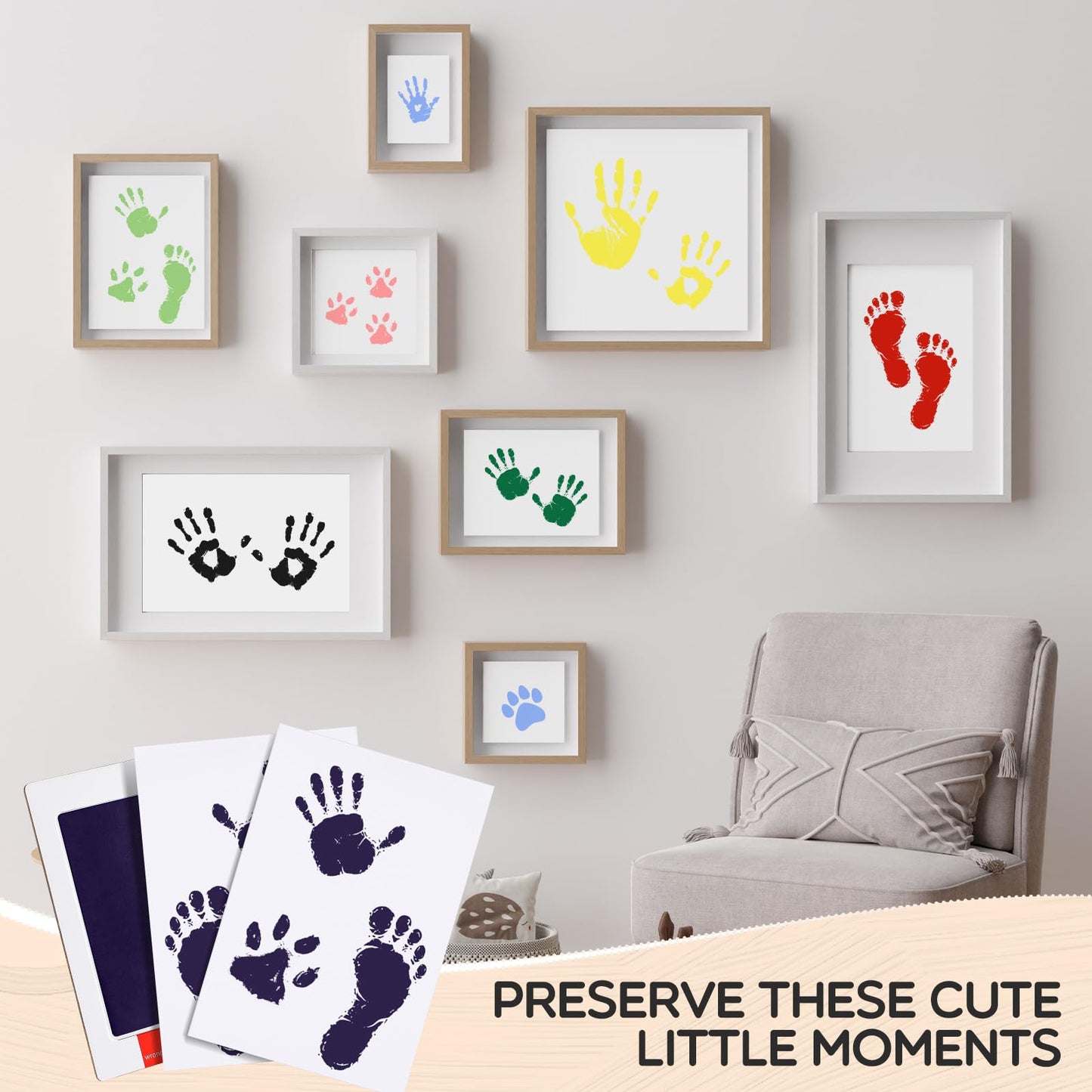 Jetec 30 Set Inkless Baby Footprint And Handprint Kit, Clean Touch Ink Pad For Baby Hand And Footprints, Dog Paw Print Kit With