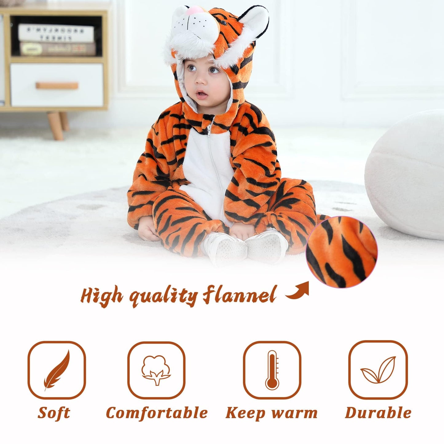 Tonwhar Baby Boy'S Girl'S Animal Bodysuit Infant And Toddler'S Romper Jumpsuit Halloween Costume Partywear(12-18 Months)