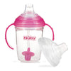 Nuby 360 Grip N' Sip 8Oz Tritan Cup, Weighted Straw With Hygienic Cover, Pink