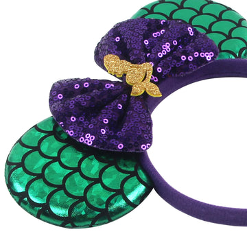 Zhezesmila Mermaid Accessories: Mini Mouse Ears Headband, Green Scrunchies, Princess Party Decorations For Girls