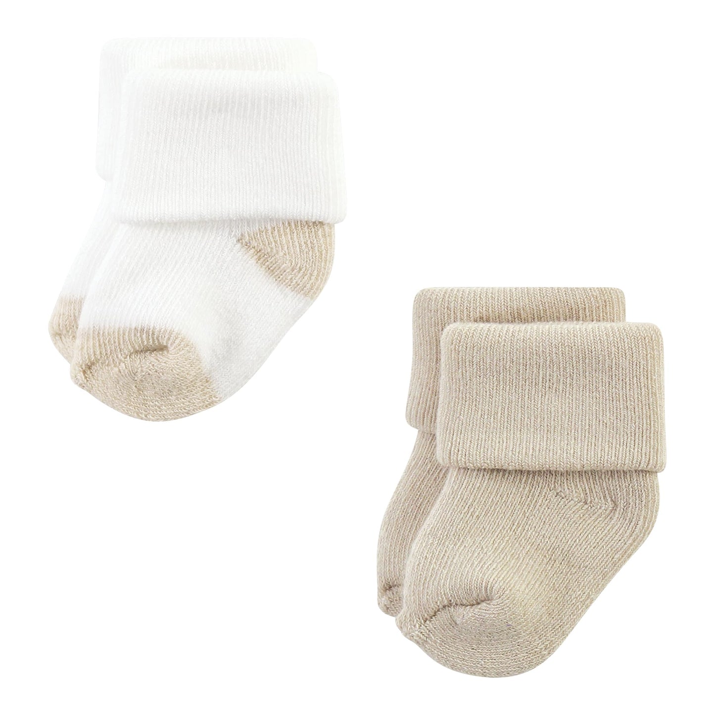 Hudson Baby Unisex Baby Cotton Rich Newborn And Terry Socks, Neutral Brown, 0-6 Months