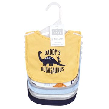 Hudson Baby Unisex Baby Cotton Bibs, Hugasaurus, One Size