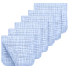 Kassy Pop Curated Just For You Baby Muslin Washcloth Cotton Baby Wipes Cum Face Towel, 5 Pack 10X10 Inches -Blue