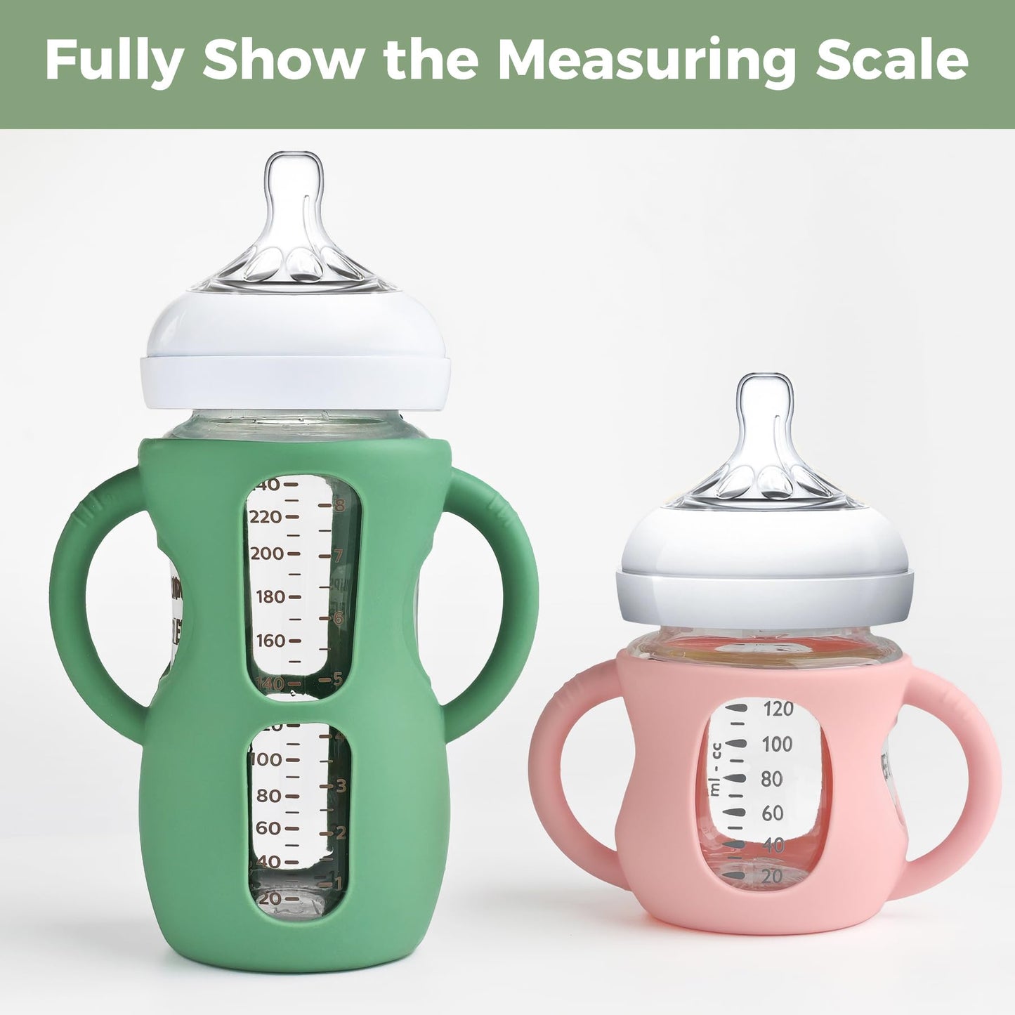 3 Pack Silicone Sleeves For Philips Avent Glass Bottle - Anti Breakage Baby Bottle Holder With Handles For Phillips Avent Glass