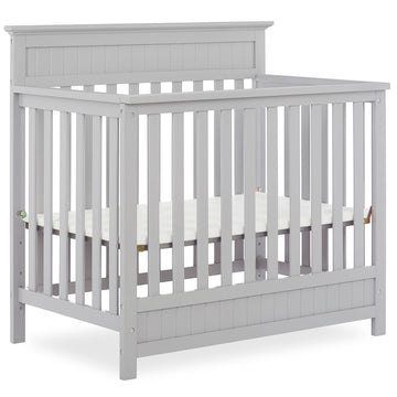 Dream On Me Harbor 4-In-1 Convertible Mini Crib In Pebble, Greenguard Gold Certified