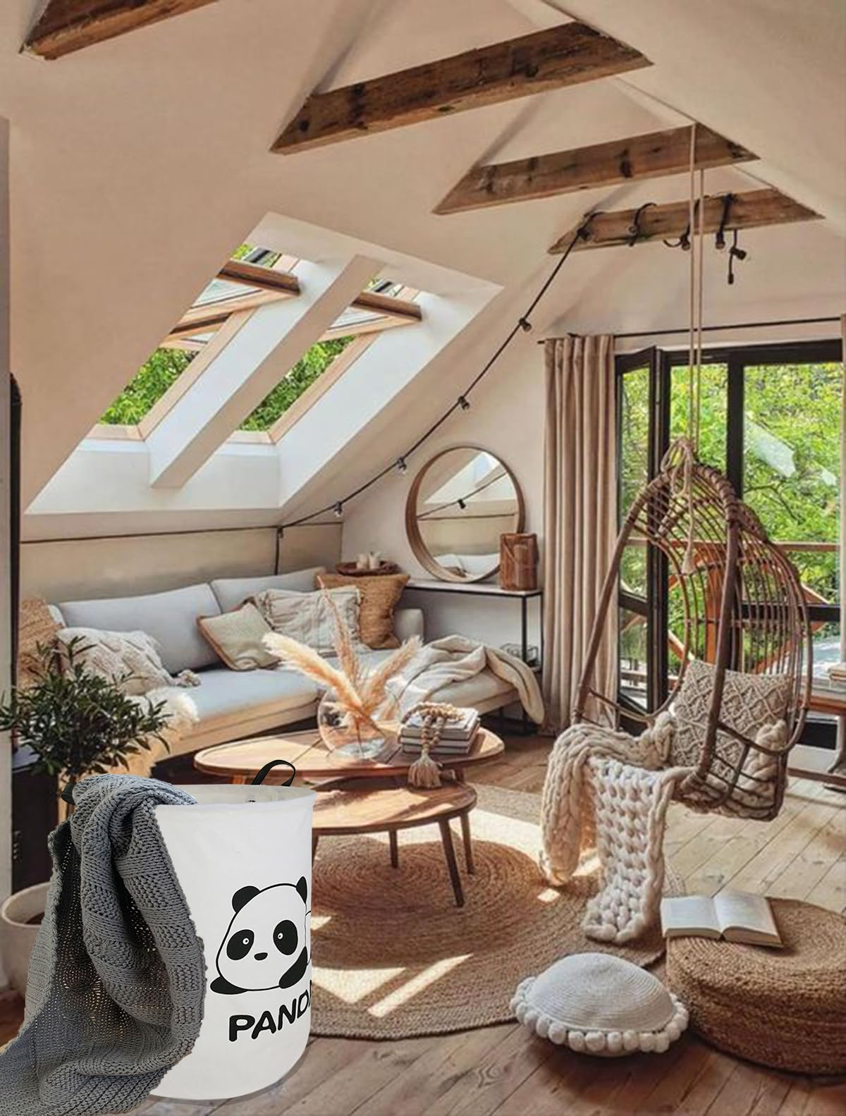 Acmuuni 19.7' Inch Round Kids Laundry Clothes Hamper Laundry Basket With Handles,Baby Toys Storage Organizer Bins Laundry Gift