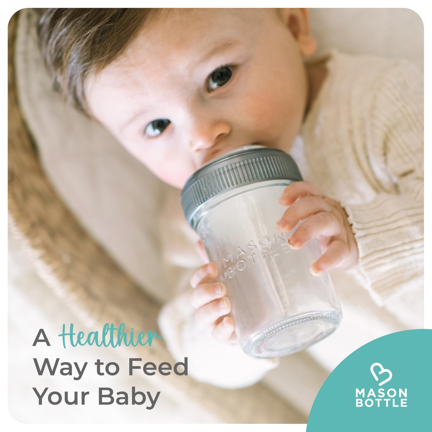 Mason Bottle Baby Glass Bottle & Breastmilk Storage Glass Set (8Oz & 4Oz, 4-Pack) - Bpa Free, Non Toxic Glass Feeding Bottles Fo