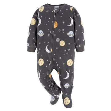 Gerber Baby Boy'S Toddler Loose Fit Flame Resistant Fleece Footed Pajamas 2-Pack, Space, 12 Months