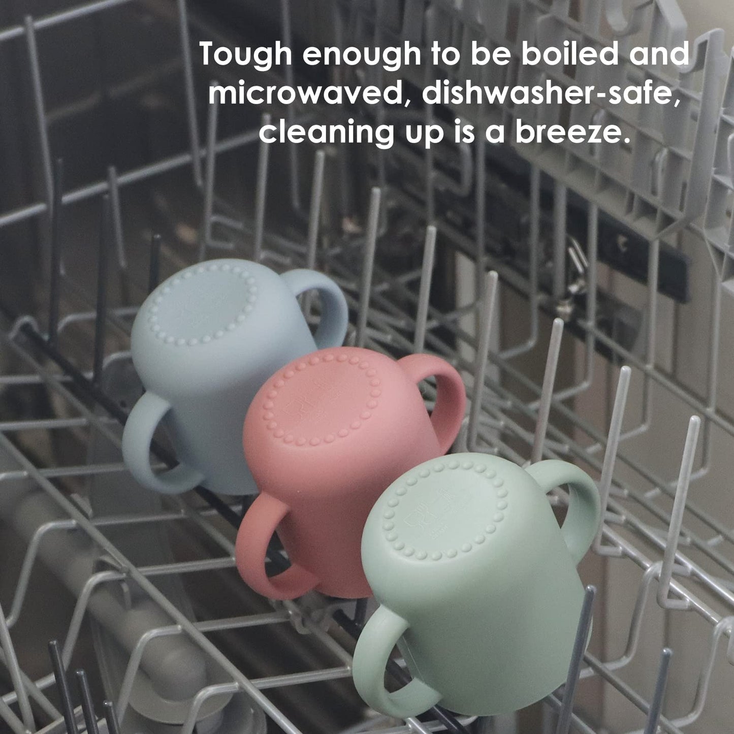 Rocced Silicone Training Cup For Infants 2 Handles, Toddler Learning Cup Baby Drinking Open Cups Easy Grip Handles Toddler Cup F