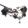 Renaissance Black Fairy Flower Crown - Handmade Elf Floral Headpiece With Crystal Gothic Elven Headpiece Woodland Tiara For Wome