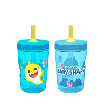 Zak Designs 15Oz Baby Shark Kelso Tumbler Set, Bpa-Free Leak-Proof Screw-On Lid With Straw Made Of Durable Plastic And Silicone,