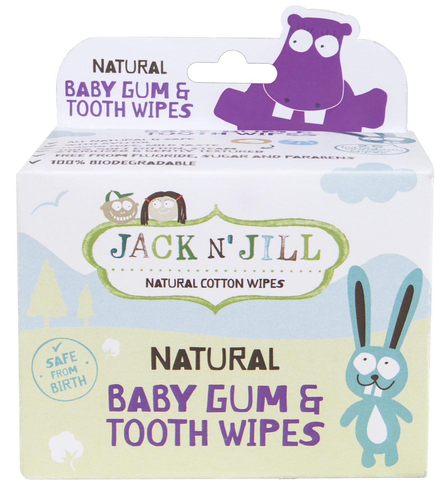 Jack N' Jill Natural Baby Gum & Tooth Wipes - Natural & Safe, Contains Only Water & Xylitol, Soft Cotton, Free From Fluoride & S