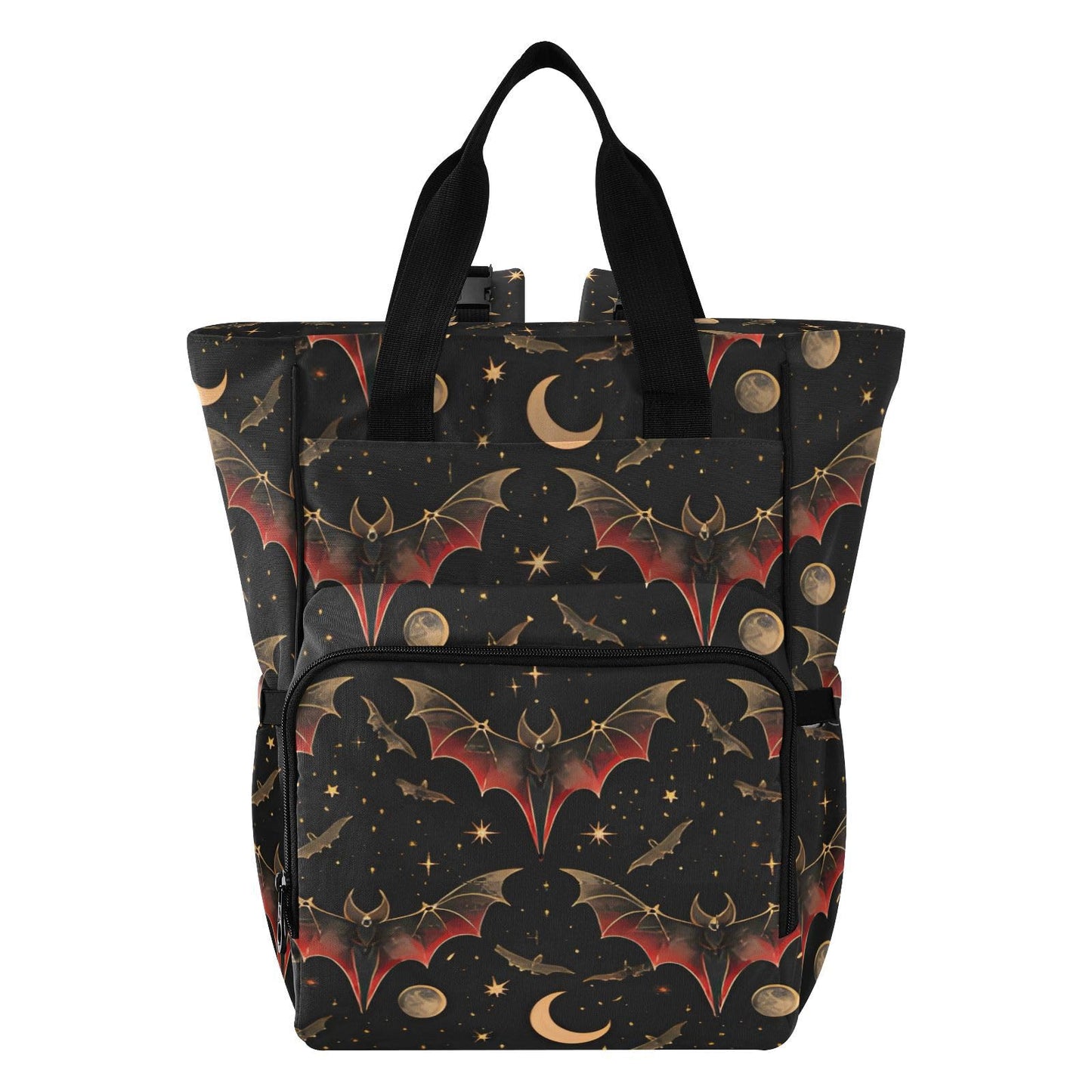 senya Diaper Bag Backpack, Bat Crescent Star Multifunction Travel Bag for Moms Dads