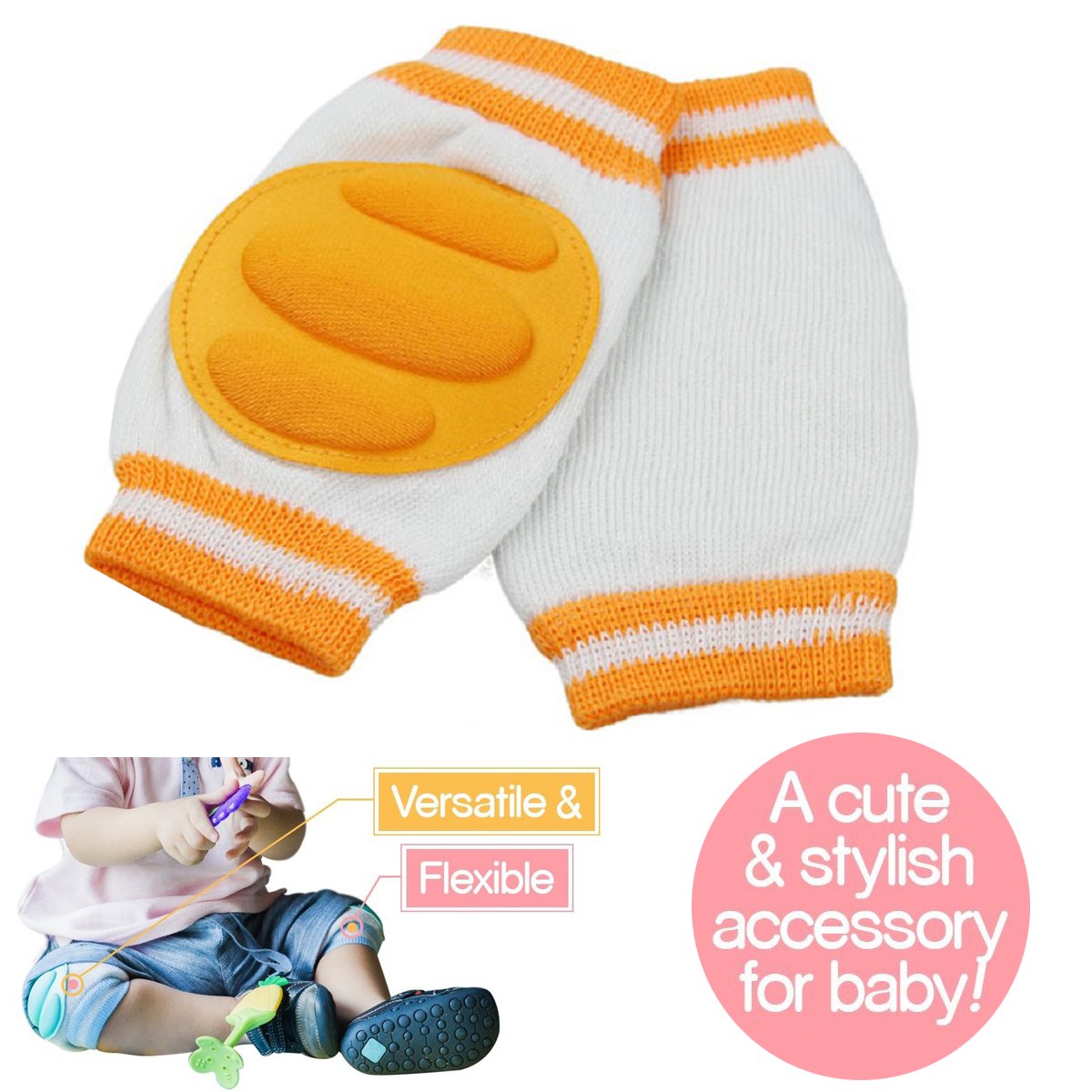 3 Pairs Baby Knee Pads For Crawling - Adjustable Breathable Waterproof Safety Protector, Elastic Knee Elbow Pads For Babies, Tod