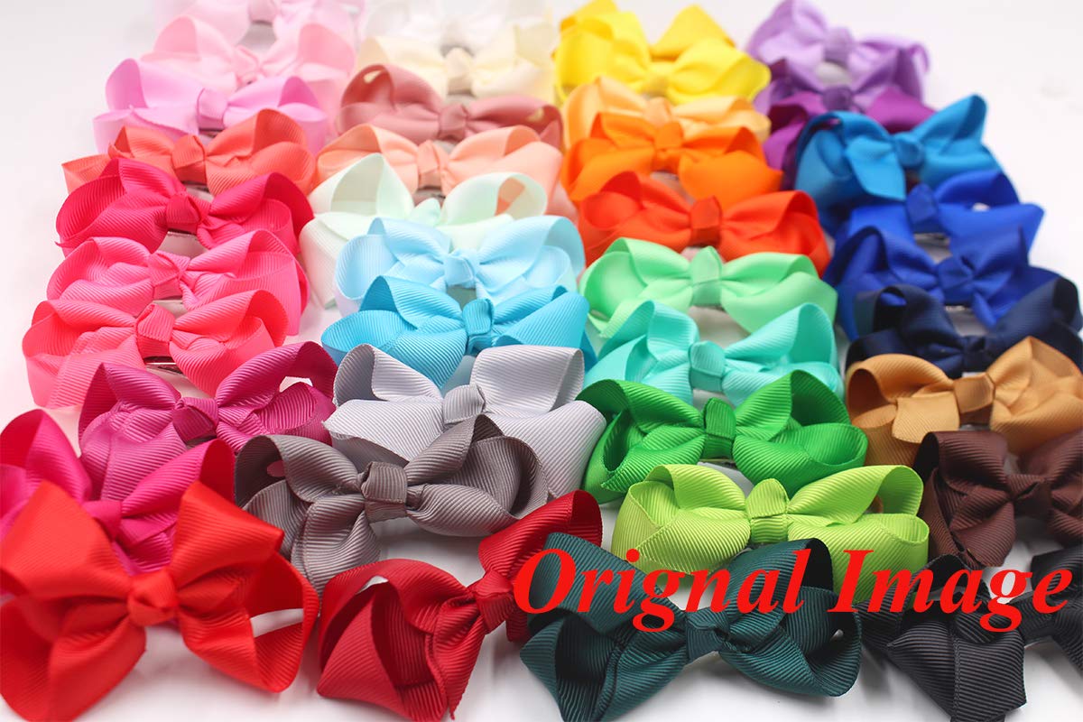 C Llot 40 Pieces 3 Inch Hair Bows For Girls Clips Grosgrain Ribbon Boutique Hair Bow Alligator Clips For Girls Teens Toddlers K