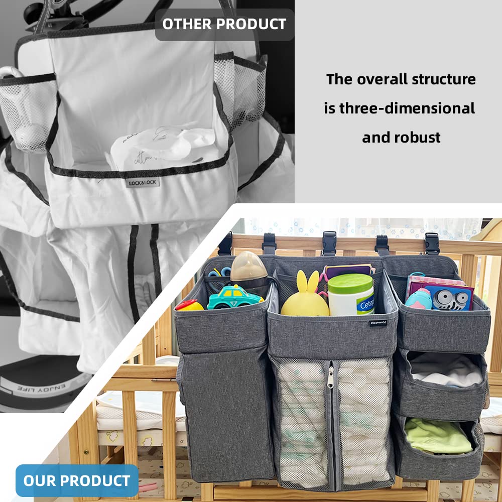 Clearworld Hanging Diaper Caddy For Changing Table And Crib,Xl Diaper Caddy Organizer For Baby Essentials,Upgrade Thicken Diaper