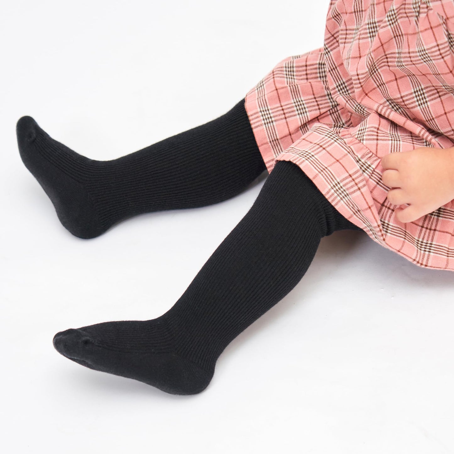 Stelle Toddler Girls Tights Baby Seamless Knit Thick Cotton Leggings Pantyhose(Infants/Kids/Childern)(Black,3Xs)