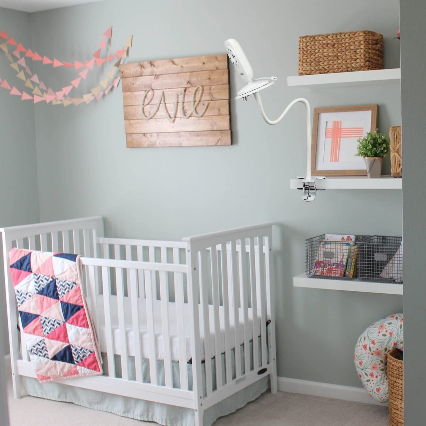 Universal Baby Monitor Mount For Anmeate Sm24, Arlo, Motorola, Owlet Cam And Most Other Baby Monitors, Flexible Gooseneck Baby M