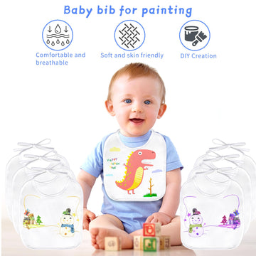 Goldge Dazzle At Baby Showers With A 44-Piece Diy Bib Decorating Kit. 24 Bibs, 6 Stencils, 14 Markers (24 Bibs)