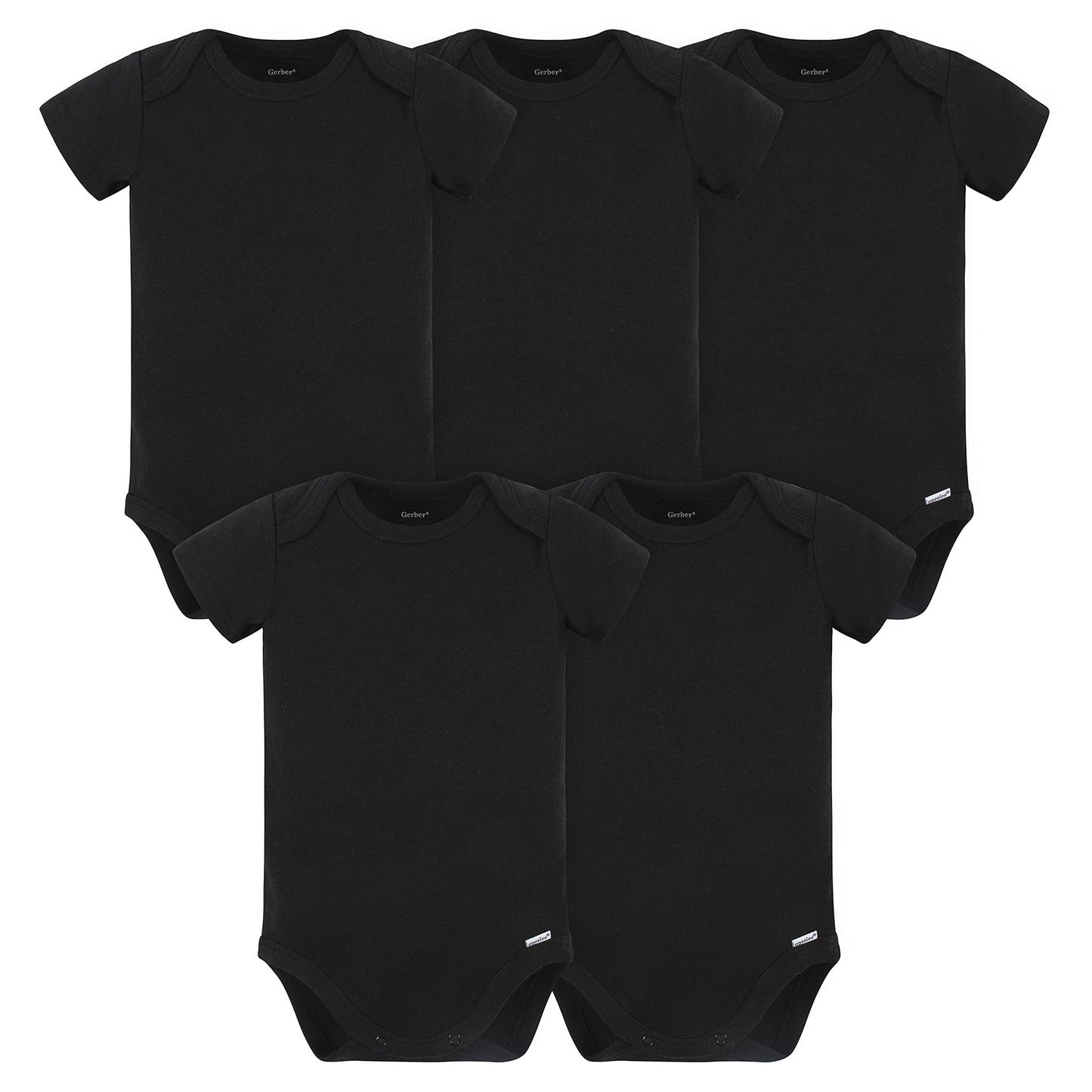 Gerber Unisex Baby 5 Pack Onesies Multi-Packs Bundle Interlock 180 Gsm Shirt, Black, 6-9 Months Us